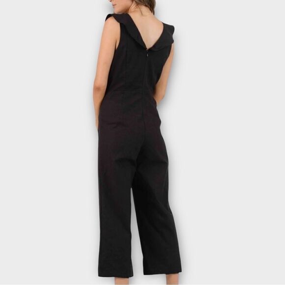 LUCCA Maui Cross Front Ruffle Jumpsuit Wide Leg Cropped in Black Women’s S - Picture 3 of 11